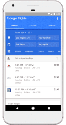 Так в кінці серпня компанія додала в неї вкладку Flights Insights, де, задавши конкретний місто, користувач може вивчити календар цін, їх графік або розглянути варіанти поїздки через альтернативні аеропорти
