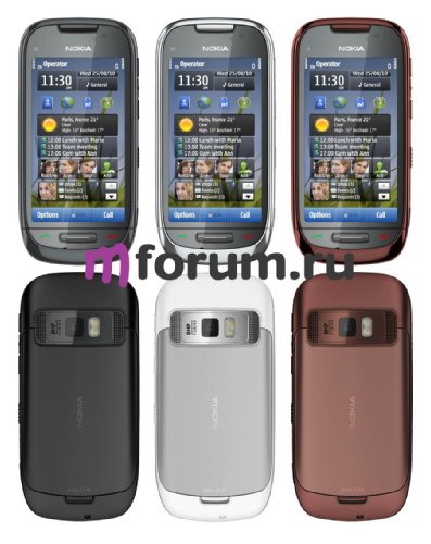 У мене була можливість ознайомитися з Nokia C7 кольору «сріблястий металік» (також у продажу будуть доступні телефони в корпусах темно-сірого і червоно-коричневого кольорів)