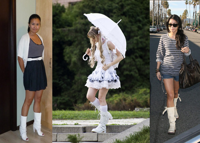 Для повсякденного носіння білі чоботи доречно поєднувати з спідницею модного покрою або брюками моделі капрі
