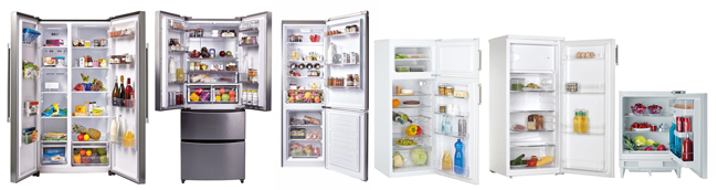 Зараз існують два типи таких моделей: з окремими дверцятами холодильника і з морозильною камерою, яка знаходиться «всередині» холодильного відділення - подібні «радянські» агрегати багато хто пам'ятає
